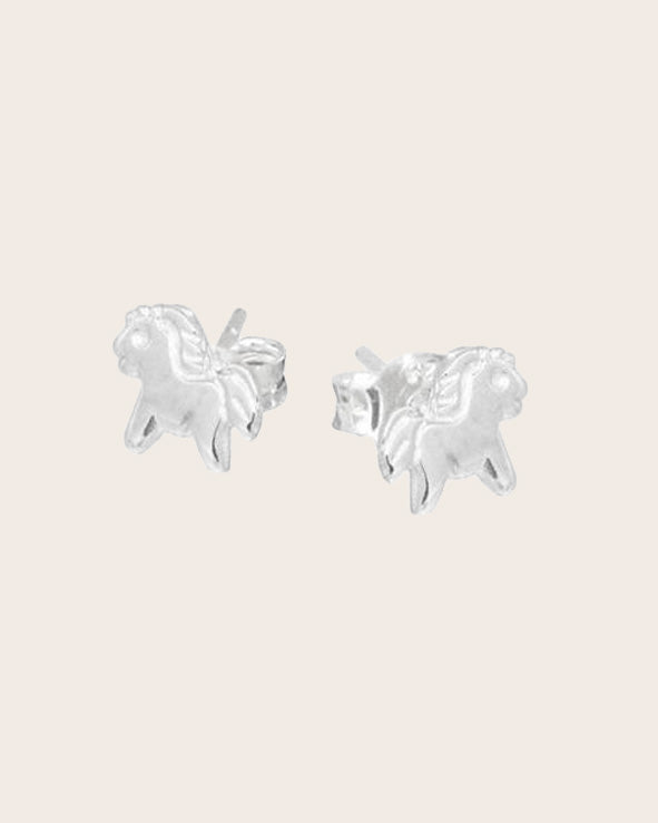 Sterling Silver Pony Stud Earrings