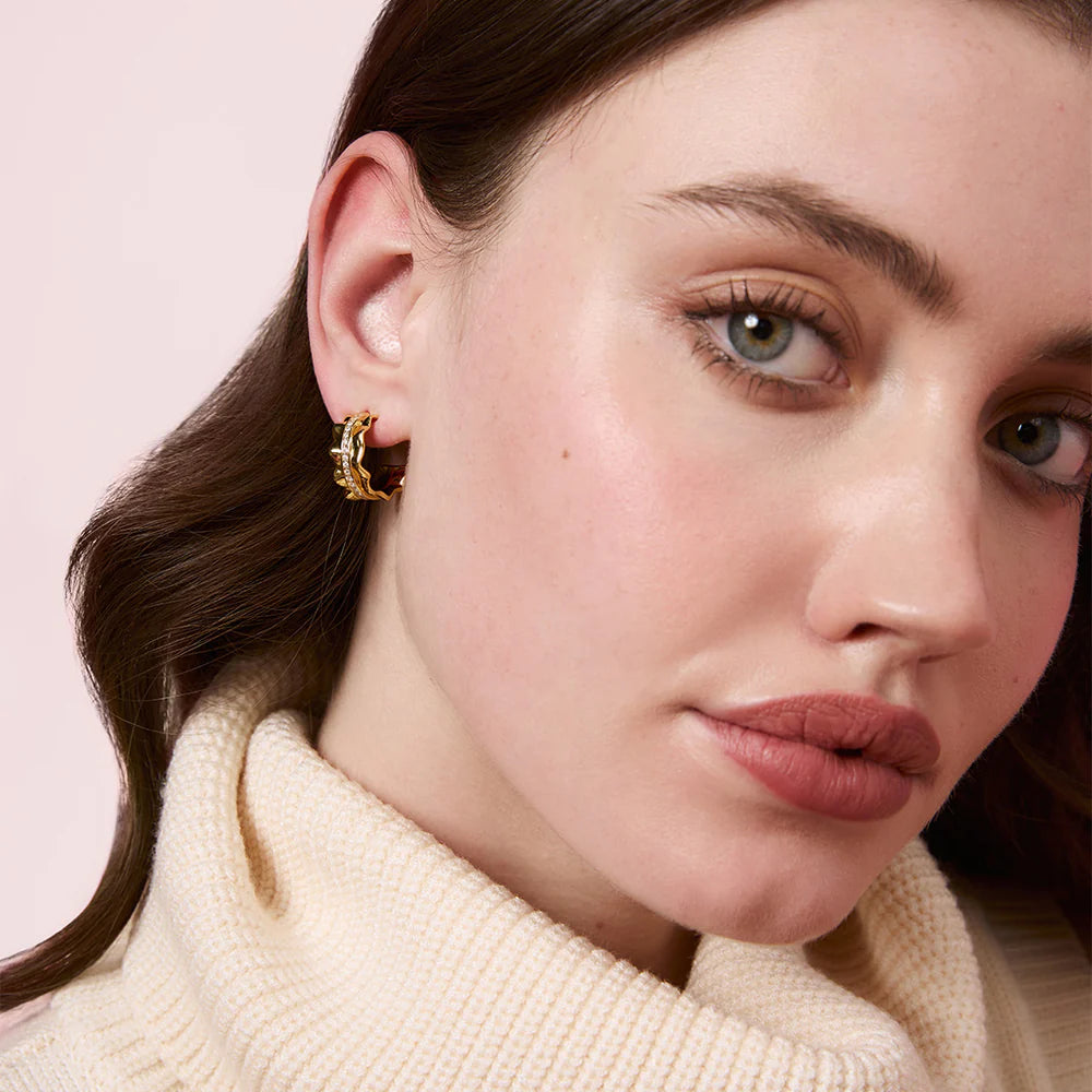 BIANC - Sterling Silver Cubic Zirconia 'Astro' Hoop Earrings