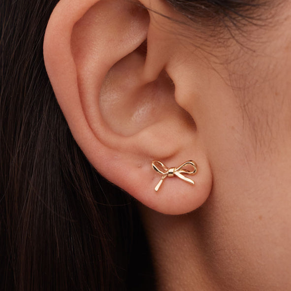MEADOWLARK - Sterling SIlver Gold Plated Small Bow Stud Earrings