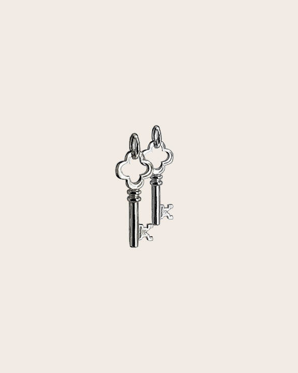 Sterling Silver Key Charm with Clover End
