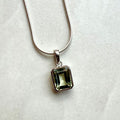 Sterling Silver Fancy Emerald Cut Green Quartz Pendant