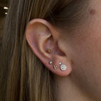 9ct White & Yellow Gold White & Natural Yellow Round Brilliant Cut Diamond Stud Earrings