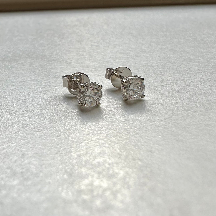 9ct White Gold 1.06 carat 'Lab Grown'  Diamond Stud Earrings