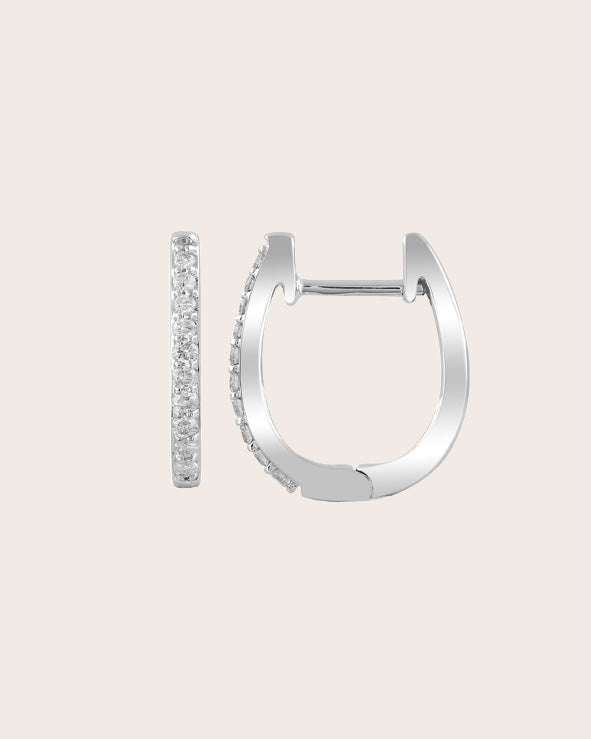 9ct White Gold 0.25ct Diamond 'Huggie' Hoop Earrings