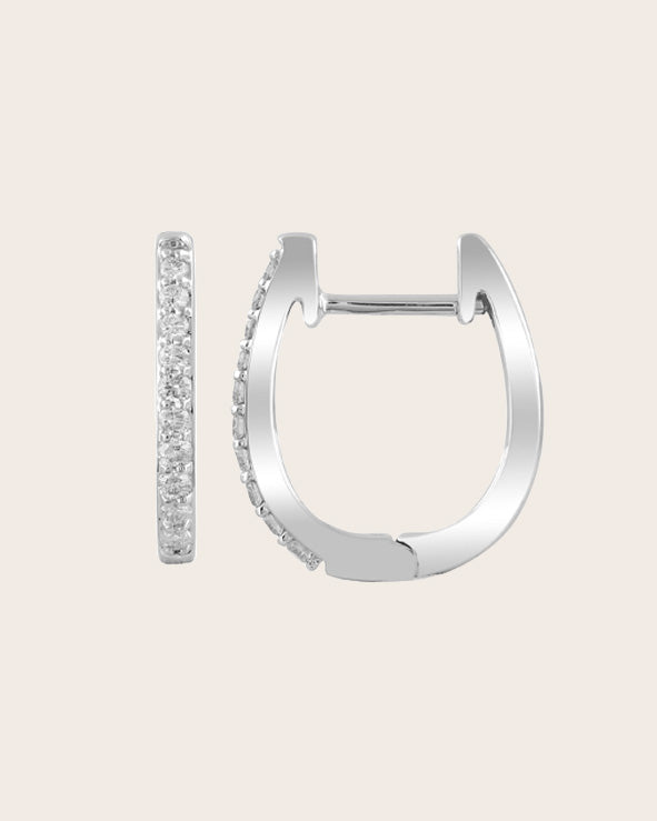 9ct White Gold 0.15ct Diamond 'Huggie' Hoop Earrings
