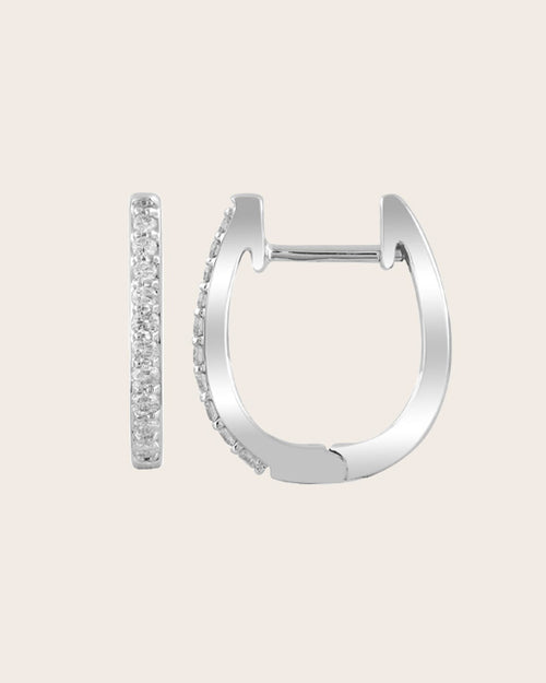 9ct White Gold 0.15ct Diamond 'Huggie' Hoop Earrings