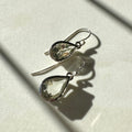 Sterling Silver Fancy Pear Cut Green Quartz Drop Earrings