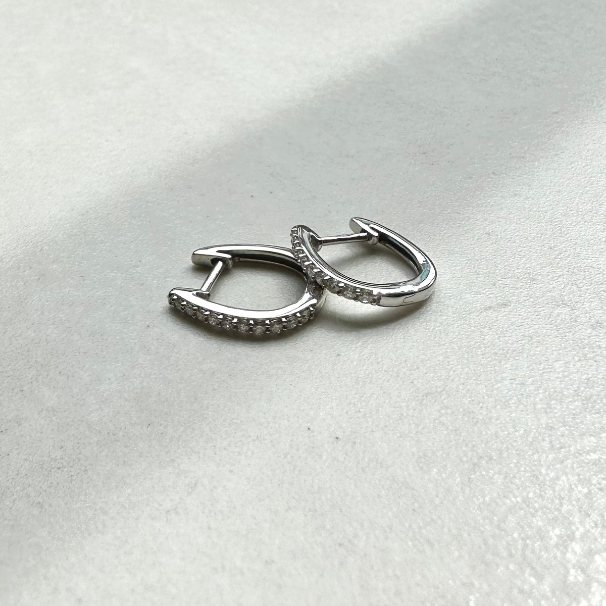 9ct White Gold 0.15ct Diamond 'Huggie' Hoop Earrings