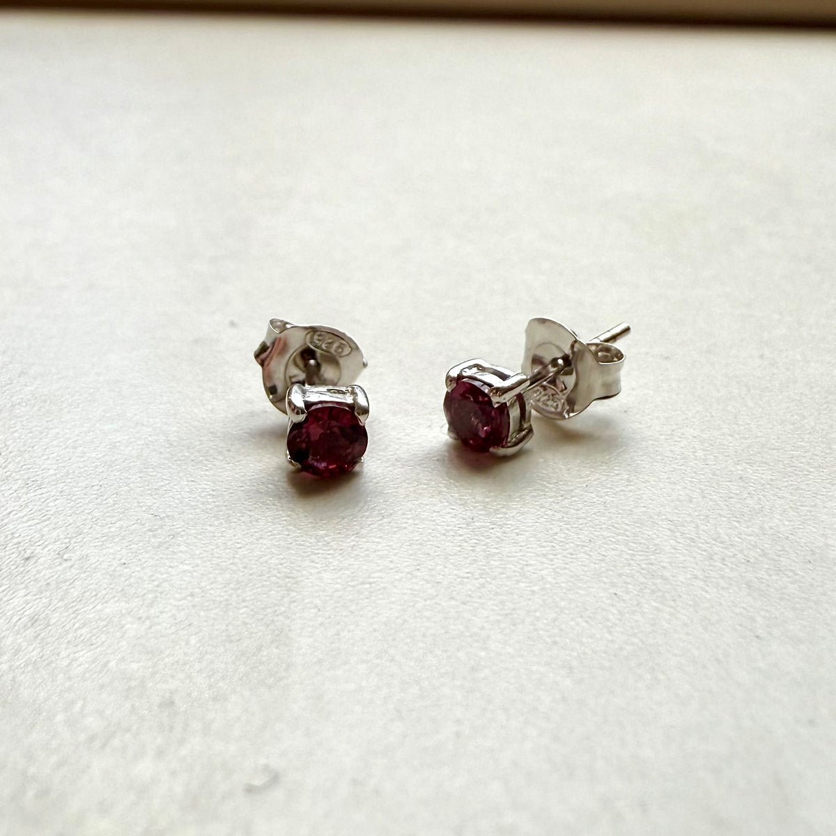 Sterling Silver Pink Tourmaline Stud Earrings