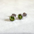 Sterling Silver Round Peridot Stud Earrings