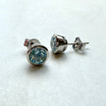 Sterling Silver Light Blue Topaz Stud Earrings
