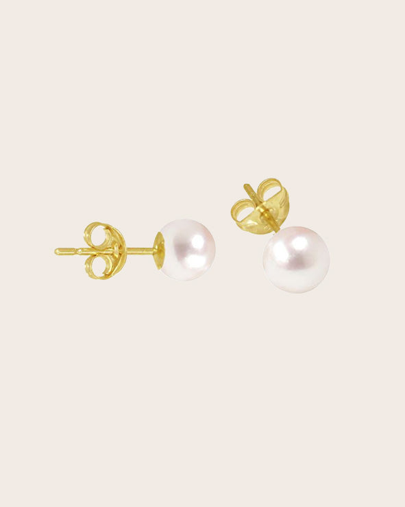 9ct Yellow Gold 6mm Akoya Pearl Stud Earrings