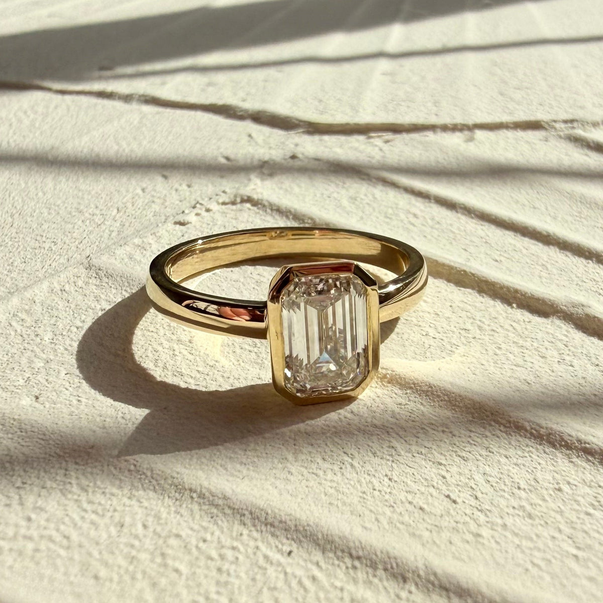 18ct Yellow Gold 1.75 carat Laboratory Grown Emerald Cut Diamond Ring