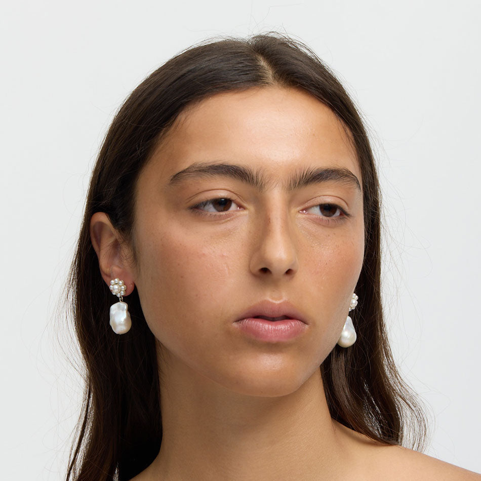 MEADOWLARK - Sterling Silver Freshwater Pearl Emile Drop Earrings