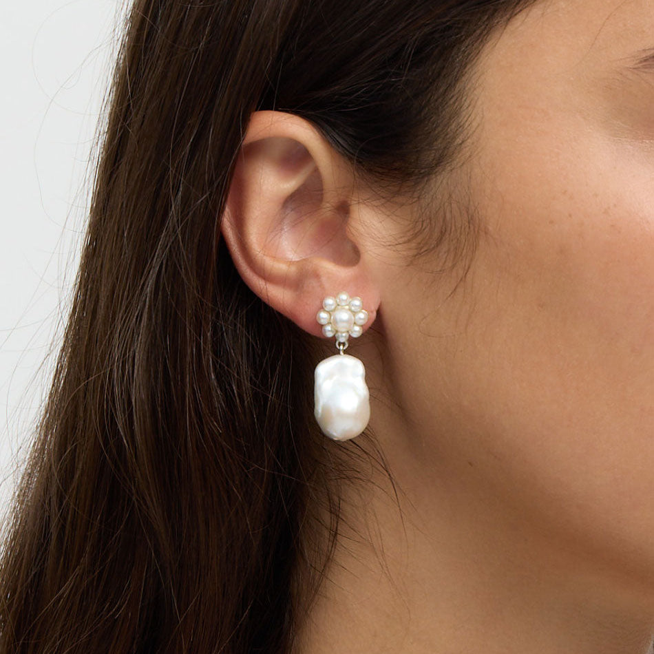 MEADOWLARK - Sterling Silver Freshwater Pearl Emile Drop Earrings