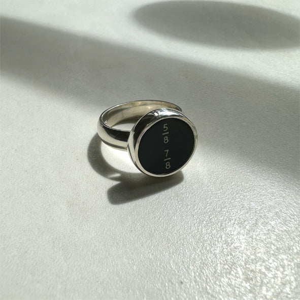 Sterling Silver - 'Fraction' Black Type Key Ring
