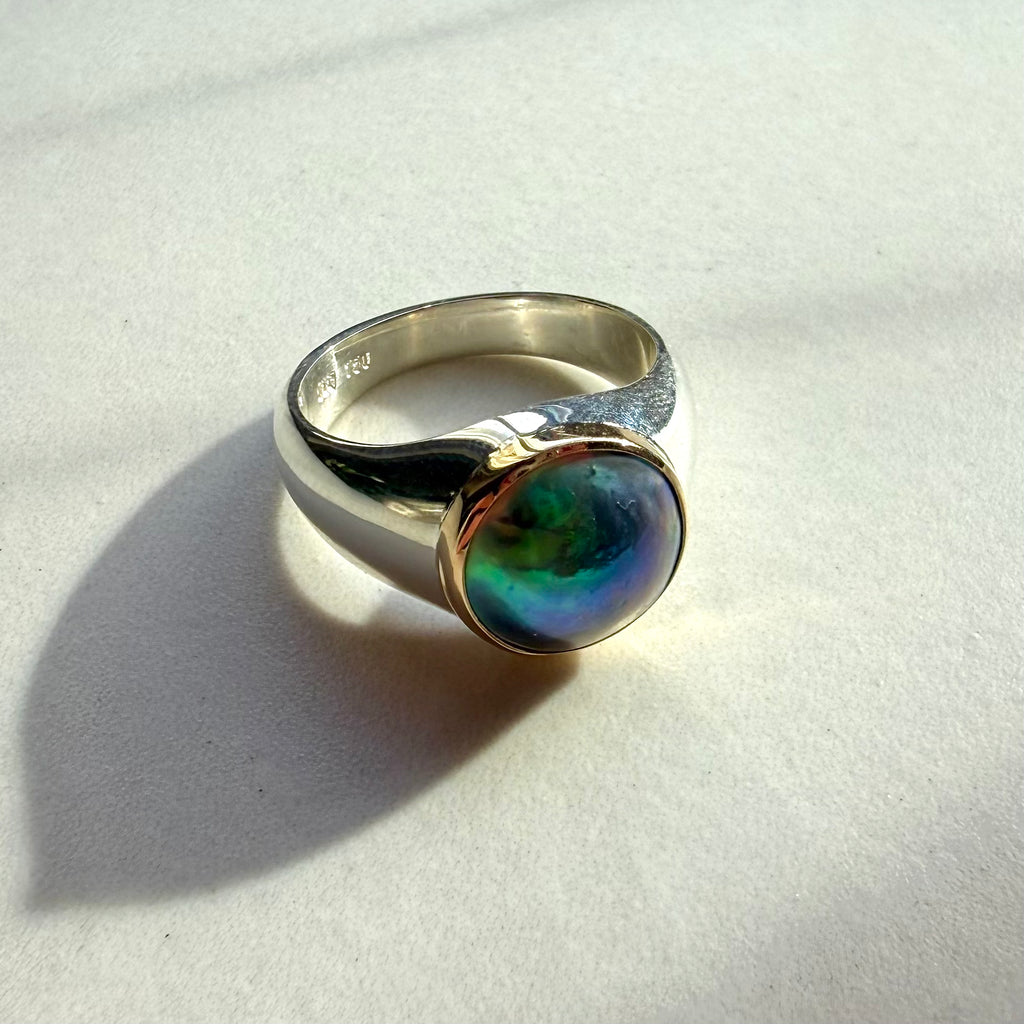 Sterling & 18ct Yellow Gold Abalone Pearl Ring