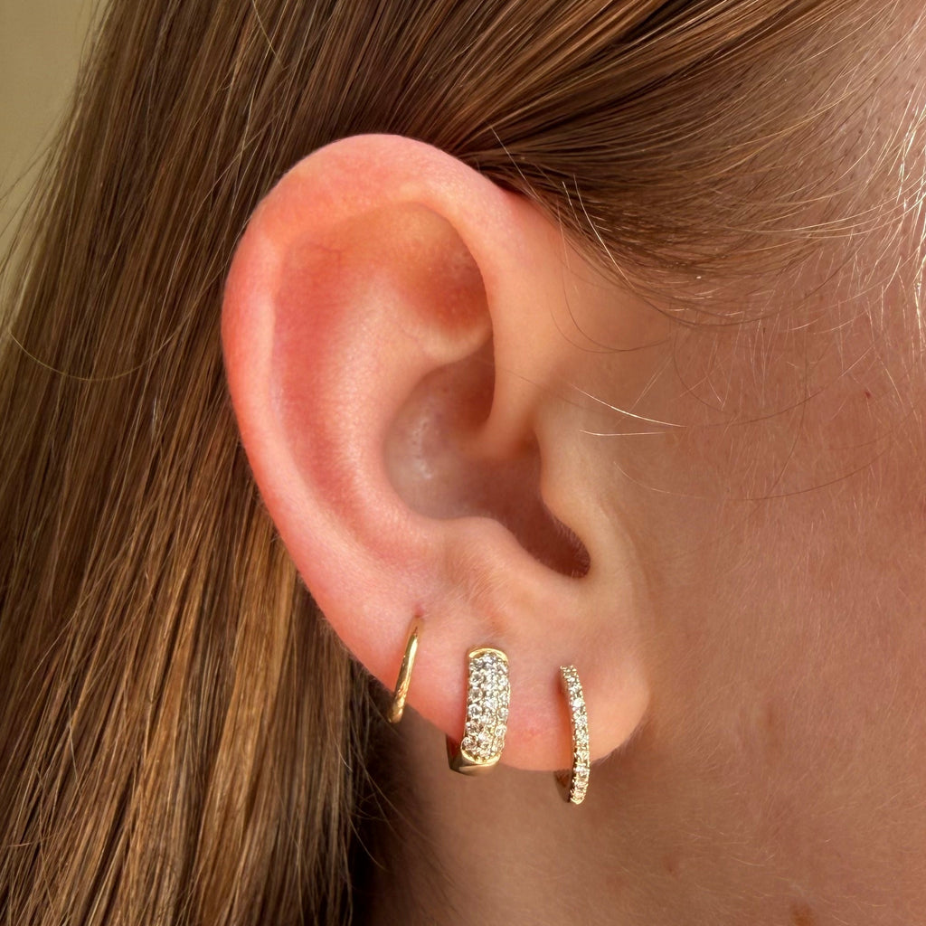 9ct Yellow Gold Pave Set Lab Grown Diamond Huggie Earrings