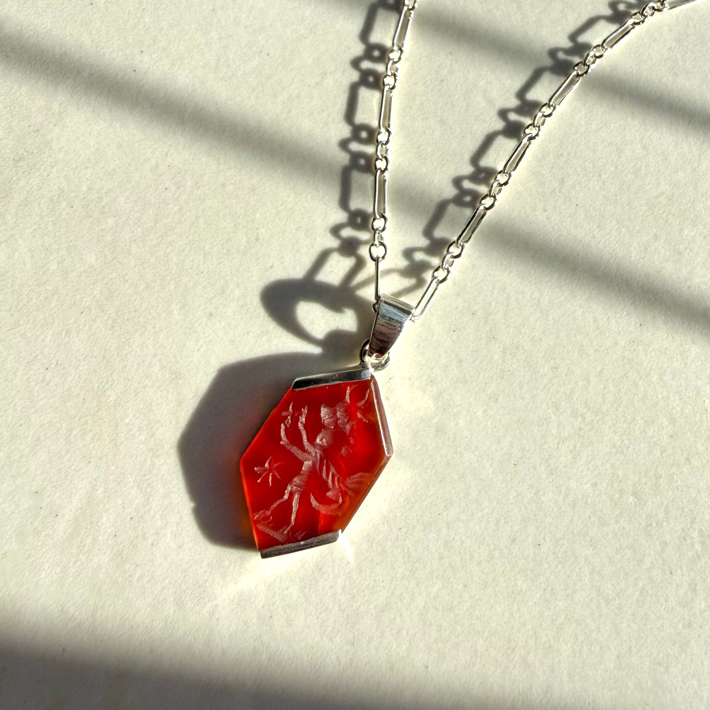 Sterling Silver Carnelian Hippogriff Pendant