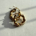 Sterling Silver Yellow Gold Plated Heavy Twisted Hoop Earrings