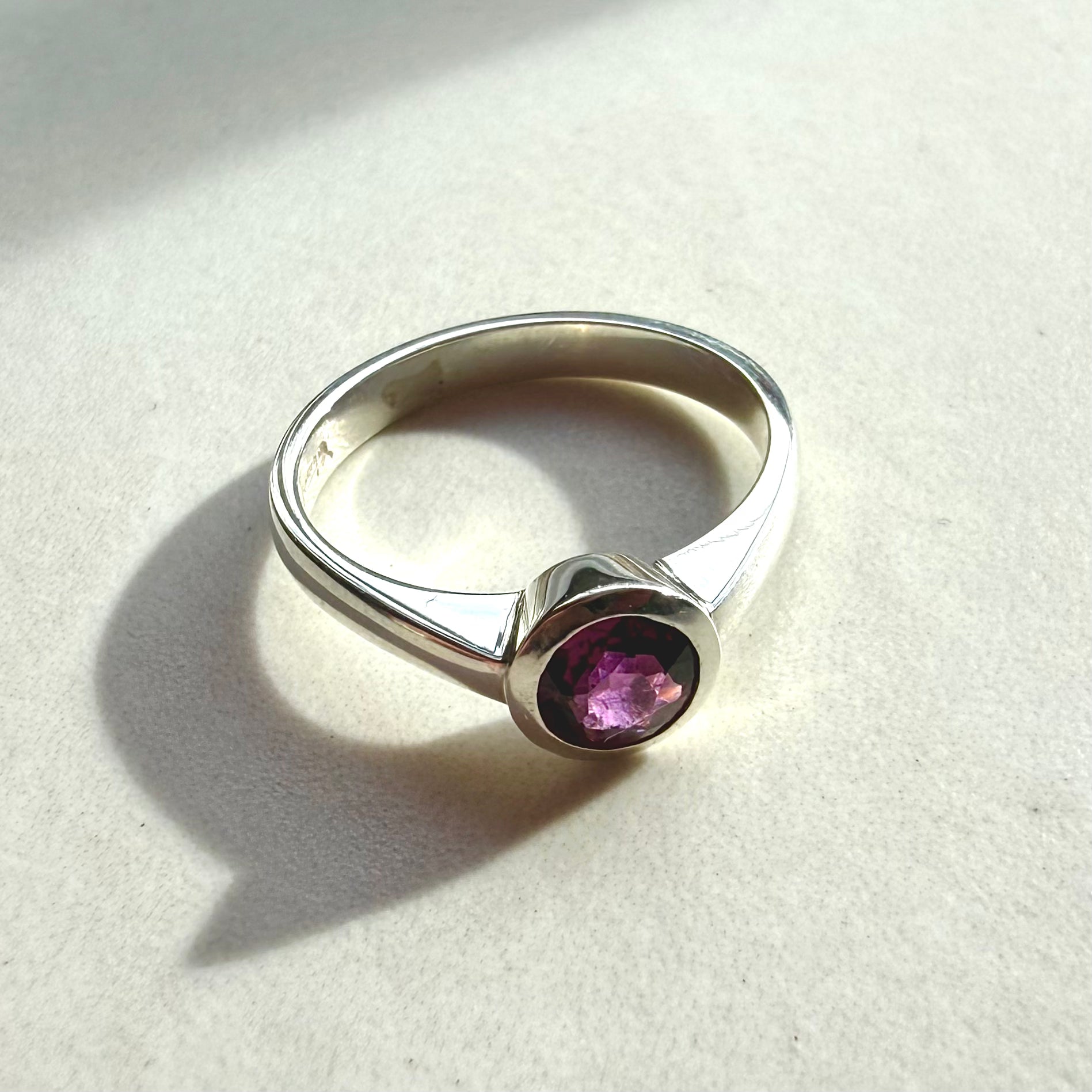Sterling Silver Rhodolite Garnet Stacker Ring