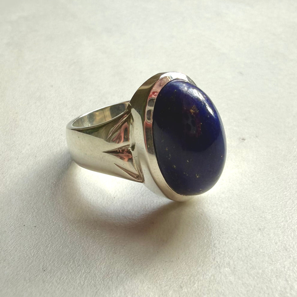 Sterling Silver Cabochon Lapis Lazuli Signet Ring
