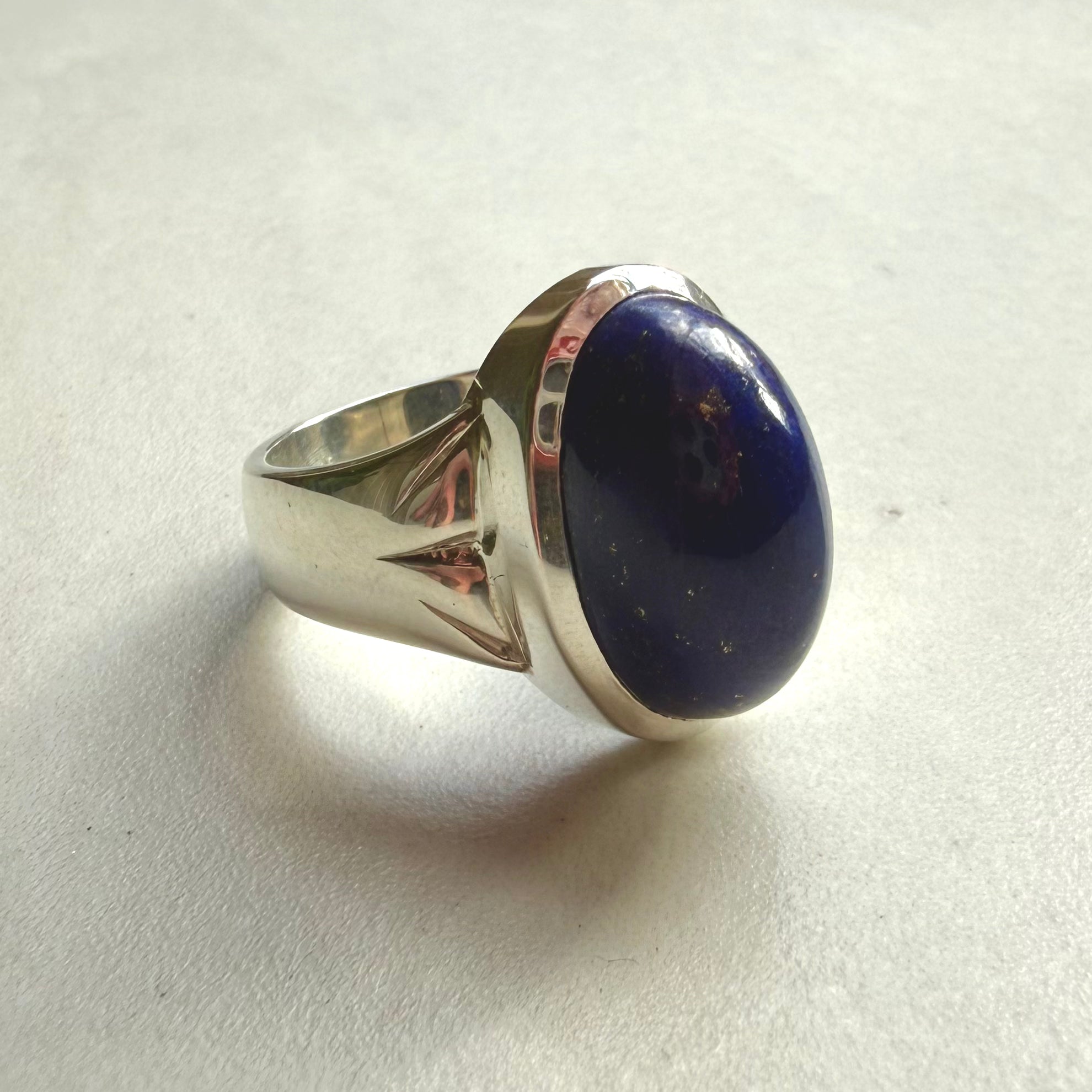 Sterling Silver Cabochon Lapis Lazuli Signet Ring