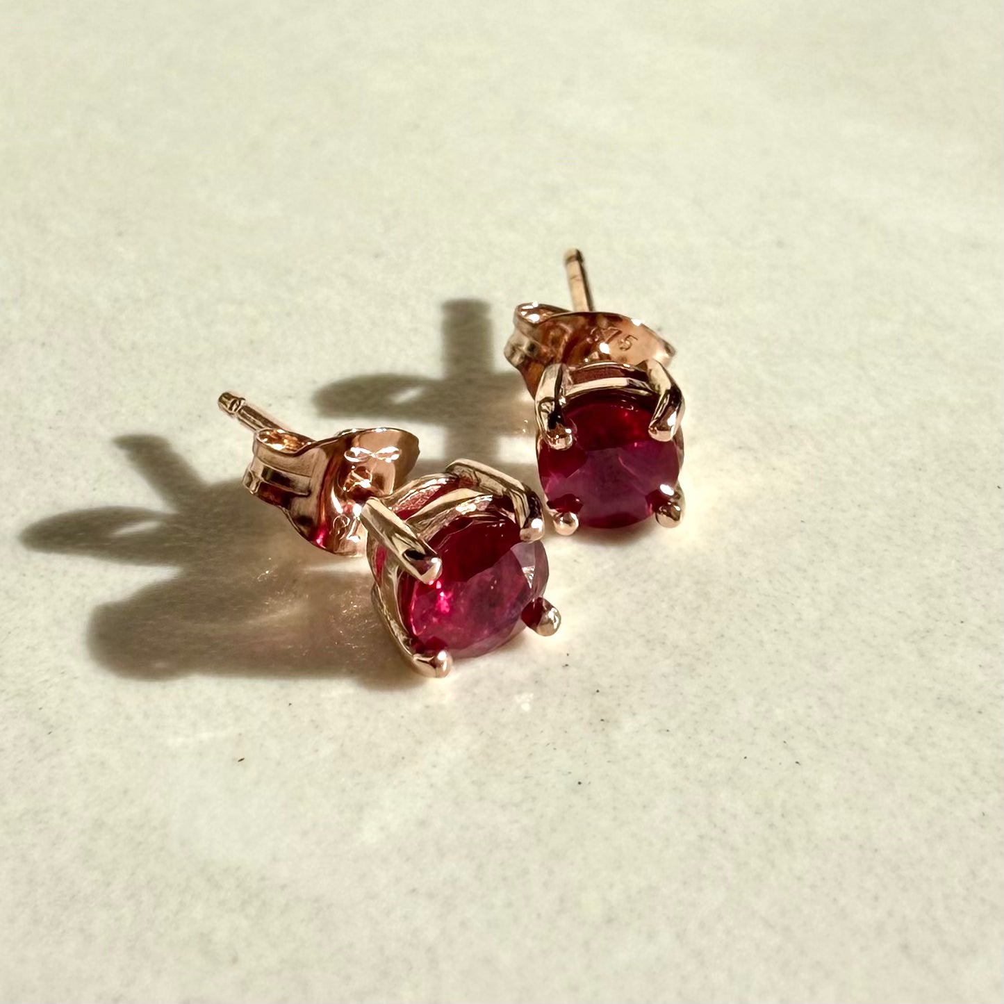 9ct Rose Gold & Ruby Stud Earrings