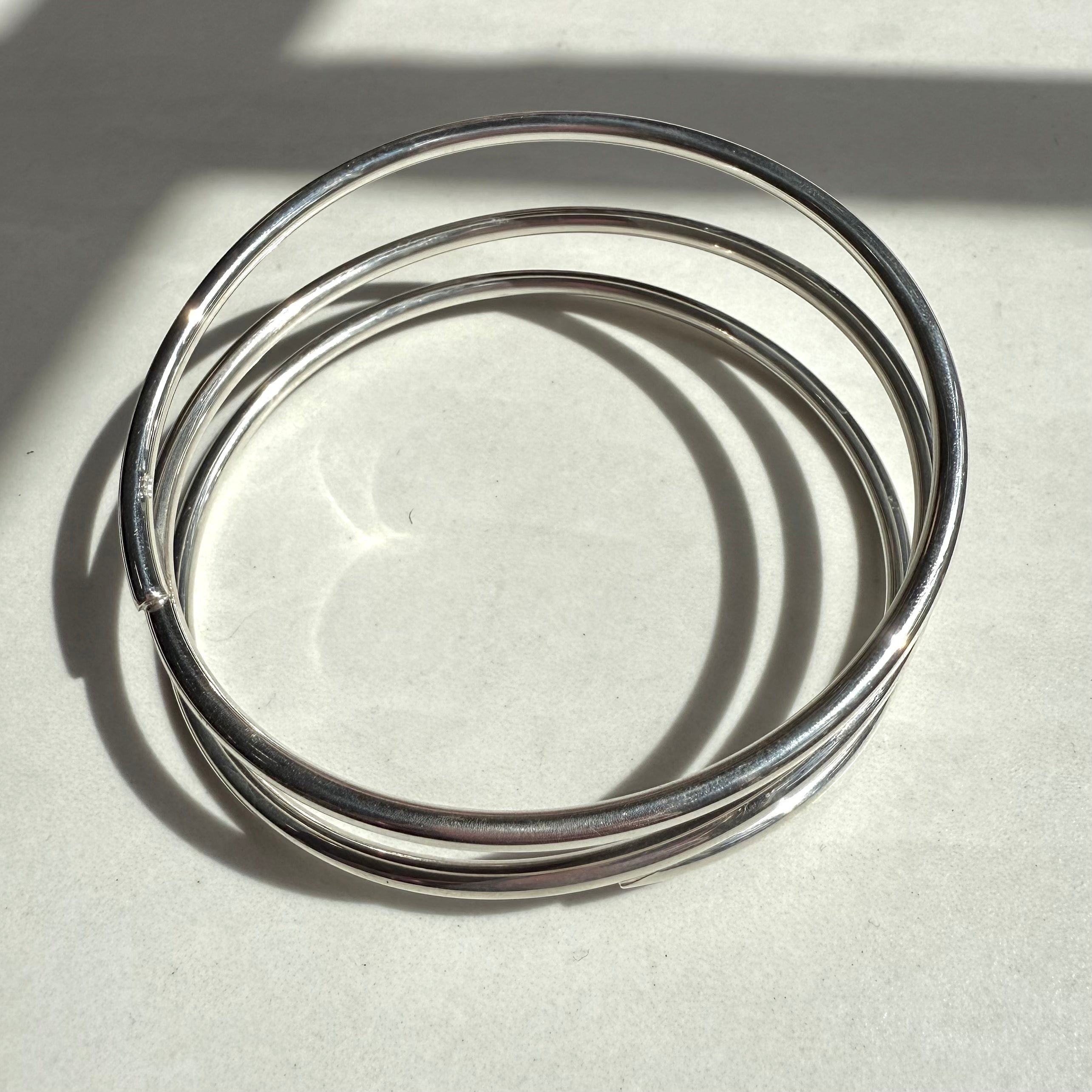 Sterling Silver Round Wire Coil Bangle