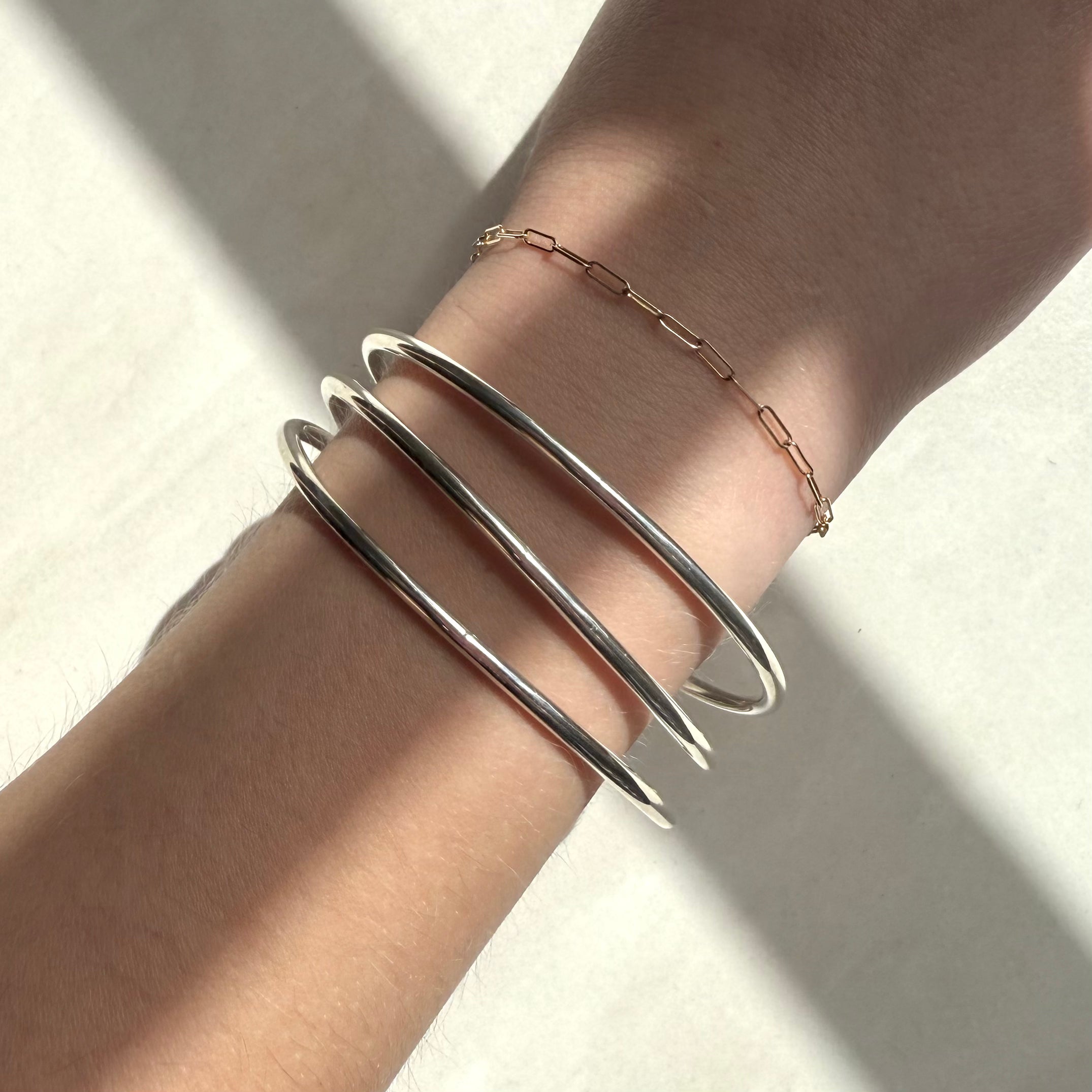 Sterling Silver Round Wire Coil Bangle