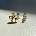 9ct Yellow Gold Ribbon Bow Stud Earrings
