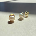 9ct Yellow Gold Freshwater White Pearl Flower Stud Earrings