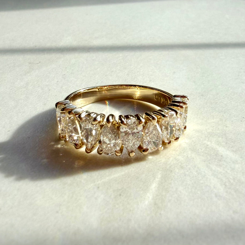 9ct Yellow Gold Laboratory Grown Pear Cut Diamond Band
