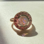 9ct Rose & White Gold Moonstone & Pink Spinel Ring
