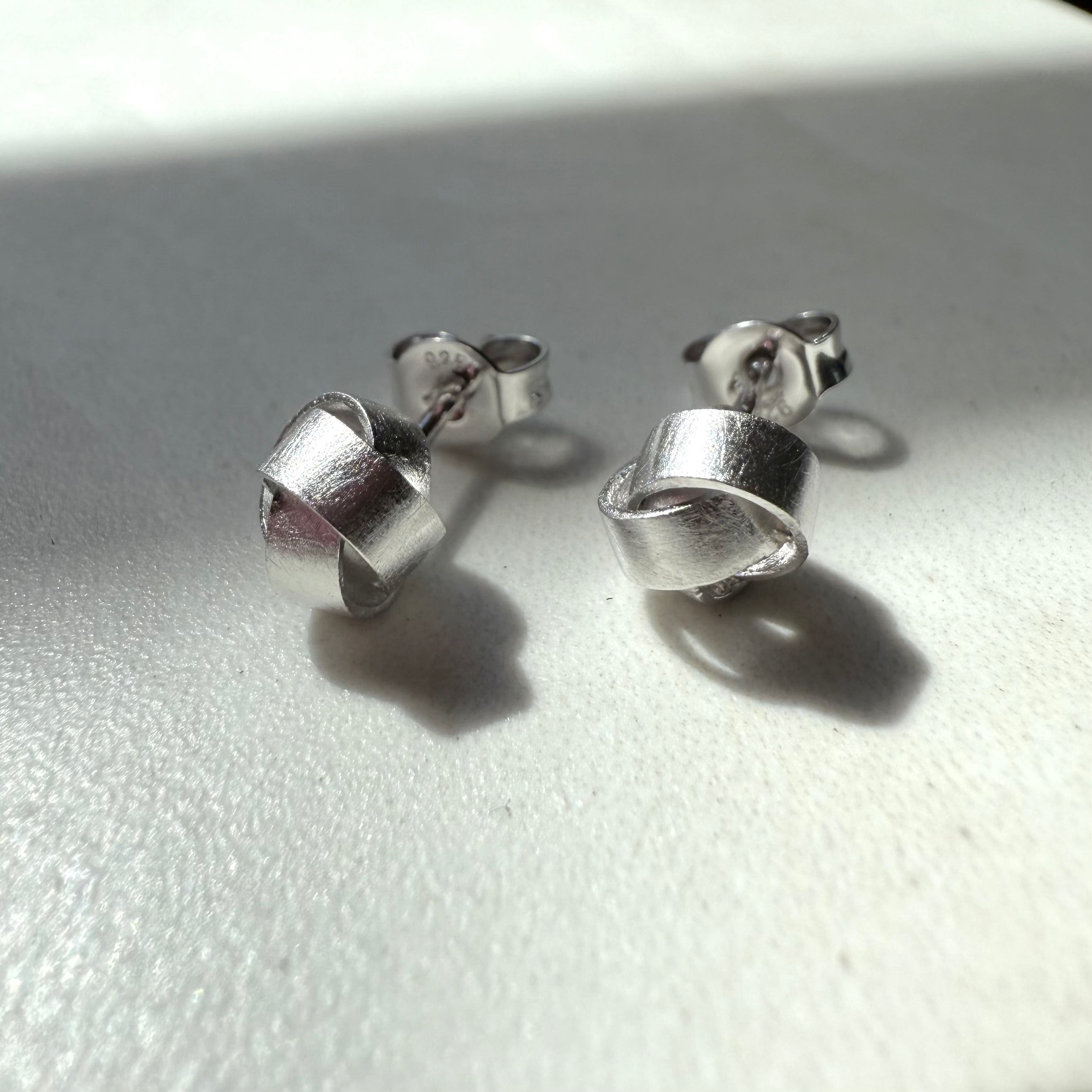 Sterling Silver Matt Finished Knot Stud Earrings