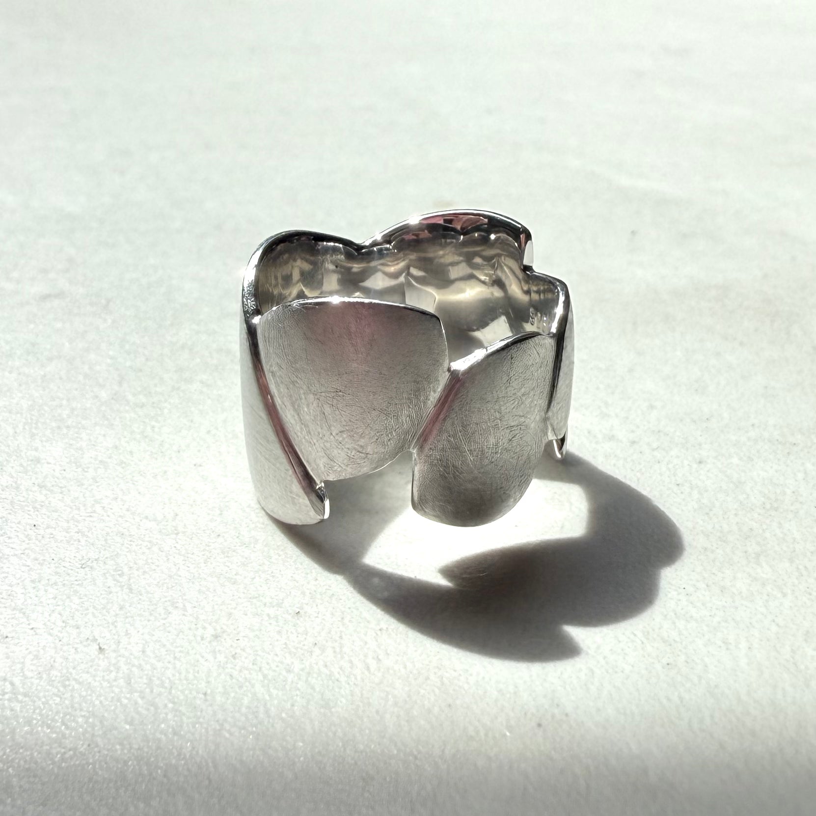 Sterling Silver Multi Leaf Textured Band