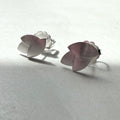 Sterling Silver Triple Leaf Matt Finished Stud Earrings