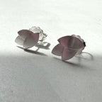Sterling Silver Triple Leaf Matt Finished Stud Earrings