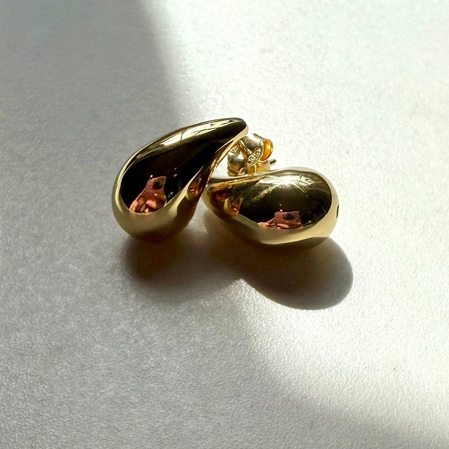 Sterling Silver Yellow Gold Plated Raindrop Stud Earrings