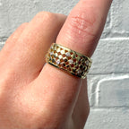 9ct Yellow Gold Lattice Diamond Band