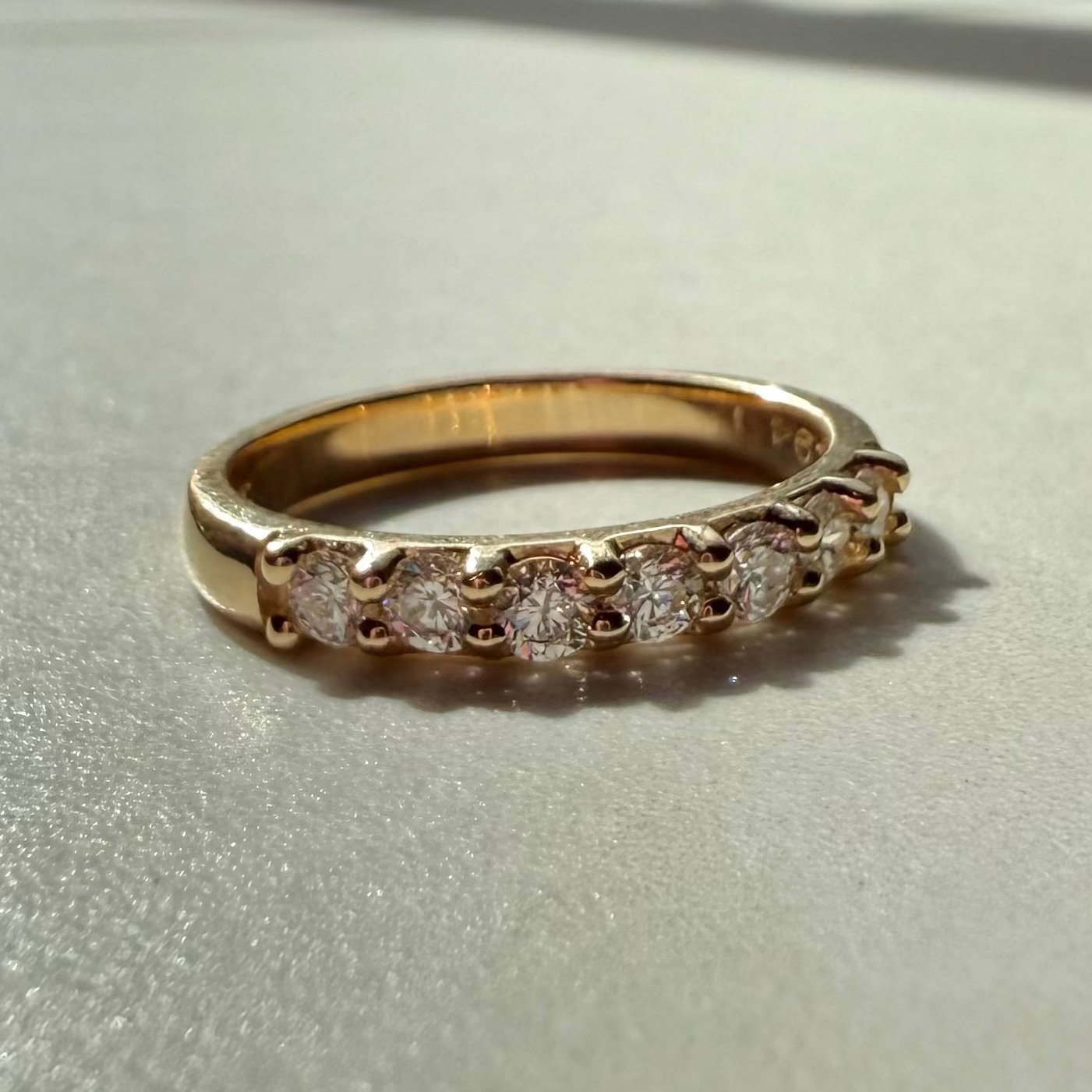 9ct Yellow Gold 7x 0.07ct Round Brilliant Cut Diamond Band