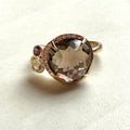 9ct Yellow Gold Smokey Quartz Clear Quartz Amethyst & Round Brilliant Cut Diamond Ring