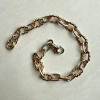 Sterling Silver & 9ct Yellow Gold Plain Oval & Twist Chain Bracelet