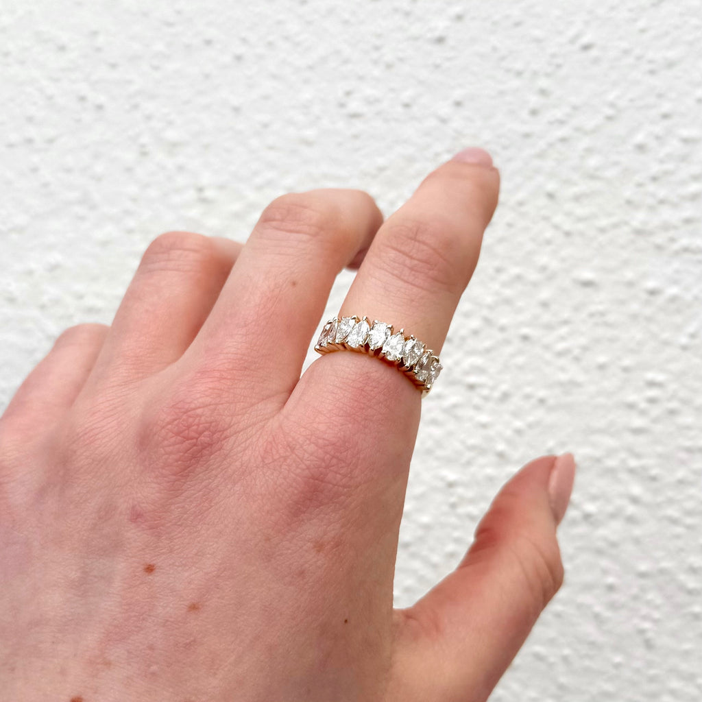 9ct Yellow Gold Laboratory Grown Pear Cut Diamond Band