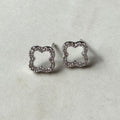 9ct White Gold Diamond Clover Stud Earrings
