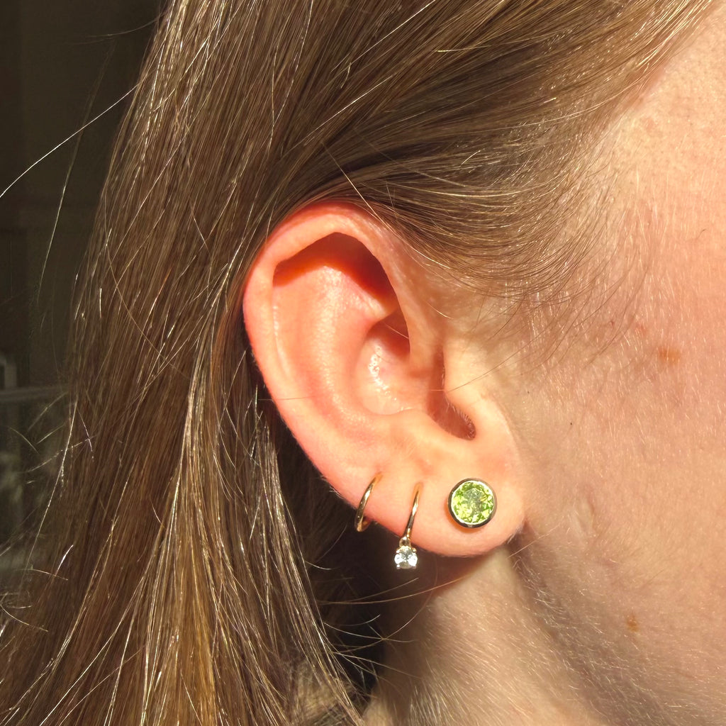 Sterling Silver Round Peridot Stud Earrings