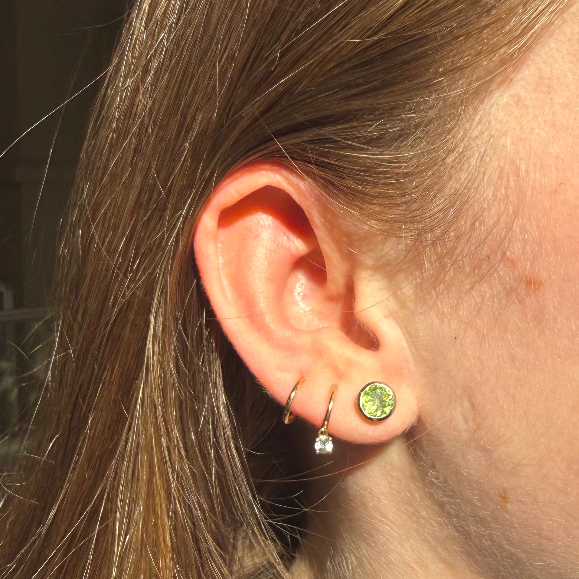 Sterling Silver Round Peridot Stud Earrings