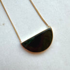 9ct Yellow Gold Semi Circle NZ Greenstone Necklace