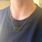 9ct Yellow Gold Semi Circle NZ Greenstone Necklace