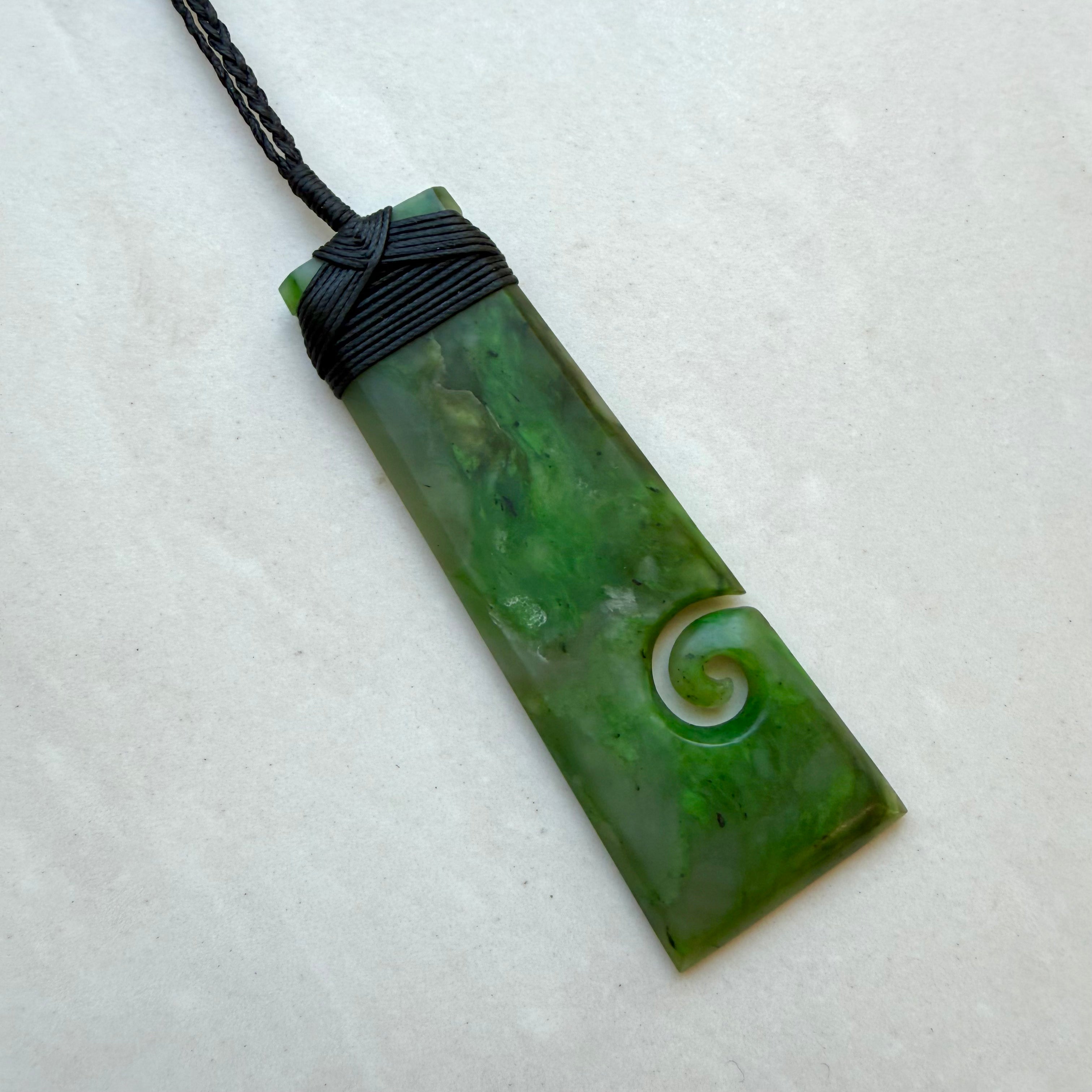 New Zealand Greenstone Large Koru Toki